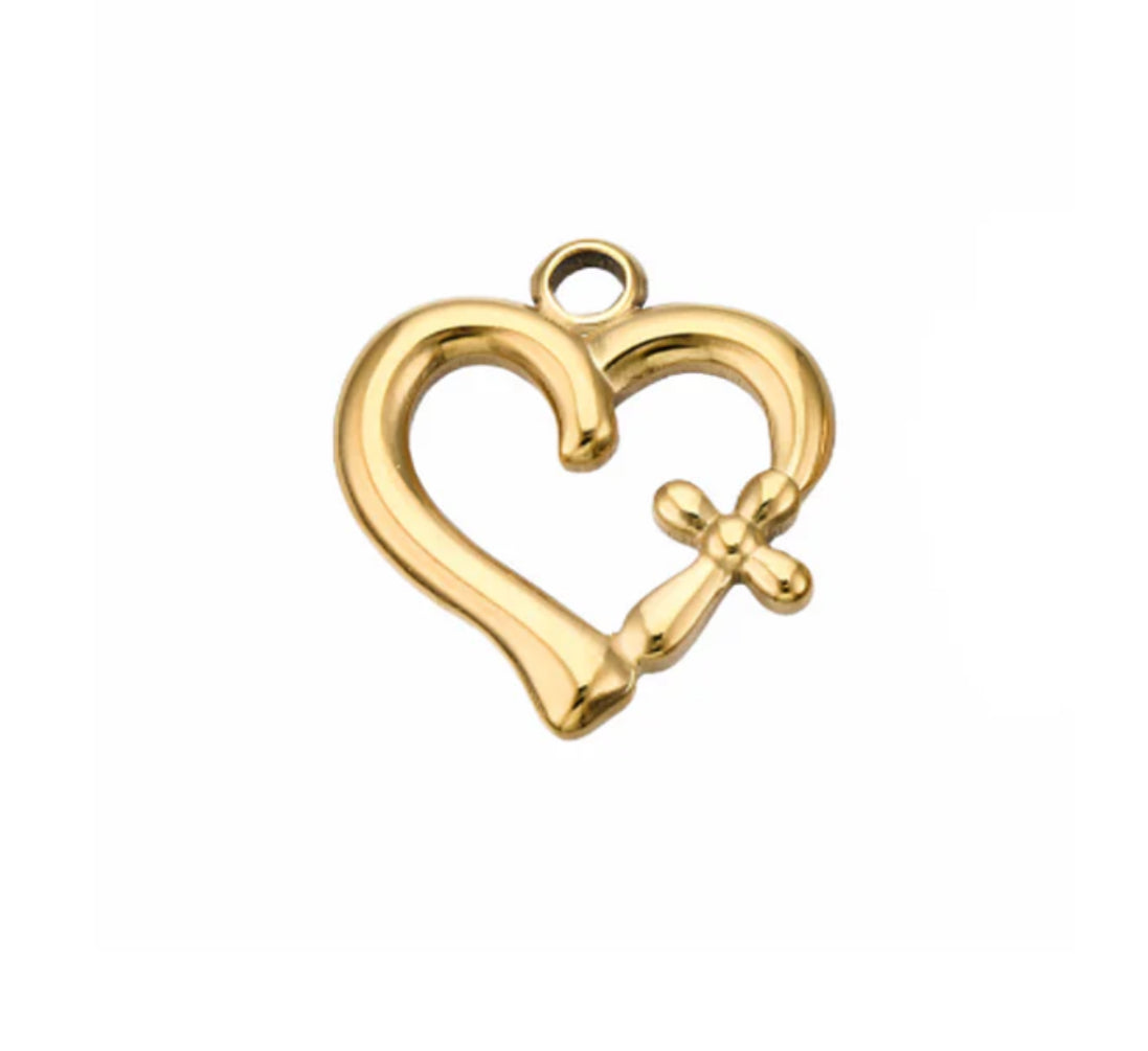 Cross heart charm