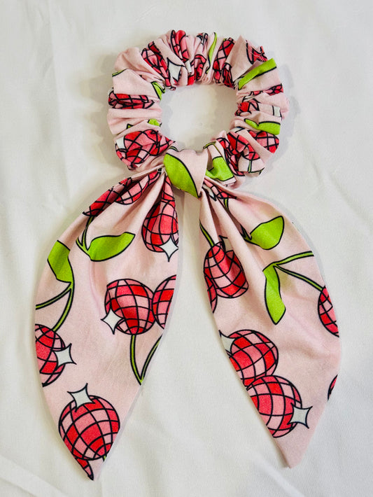Cherry and Bow Scrunchie