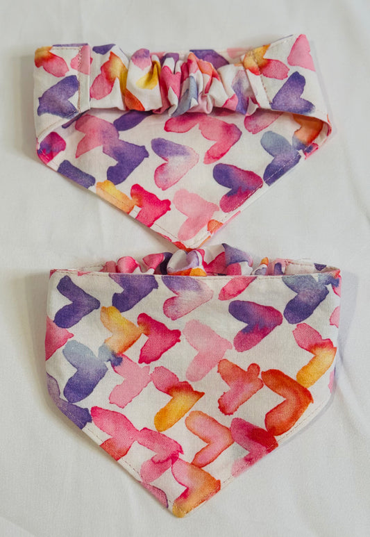 Dog Pink Heart Bandanas